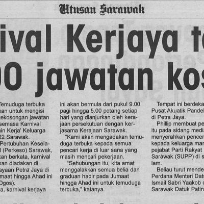 3.8.2022 Utusan Sarawak Pg.17 Karnival Kerjaya Tawar 1000 Jawatan Kosong