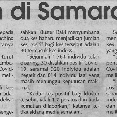 31.10.2020 Utusan Sarawak Pg.4tiga Sekolah Di Samarahan Ditutup