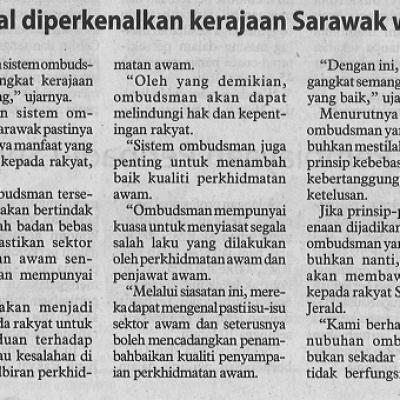 28 Mei 2023 Utusan Borneo Pg. 6 Sistem Ombudsman Bakal Diperkenalkan Kerajaan Sarawak Wajar Diikuti Negeri Lain