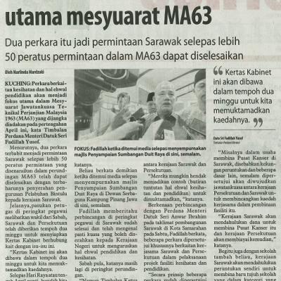 01 April 2024 Utusan Borneo Pg.2 Kesihatan Pendidikan Fokus Utama Mesyuarat Ma63