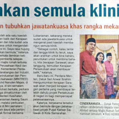 17 April 2024 Utusan Sarawak Pg.3 Bangunkan Semula Klinik Daif