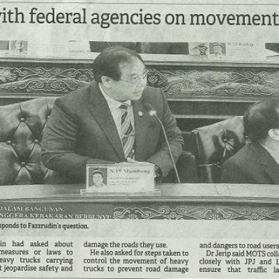 9 Mei 2024 The Borneo Post Pg.4 Mots Working With Federal Agencies On Movements Of Heavy Trucks