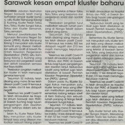 12.6.2021 Utusan Sarawak Pg.4 Sarawak Kesan Empat Kluster Baharu