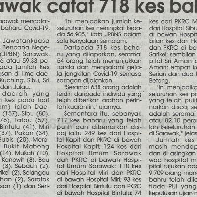 16.6.2021 Utusan Sarawak Pg.4 Sarawak Catat 718 Kes Baharu