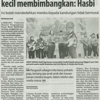 19 Oktober 2025 Utusan Borneo Pg.6 Penggunaan Peranti Oleh Anak Kecil Membimbangkan Hasbi