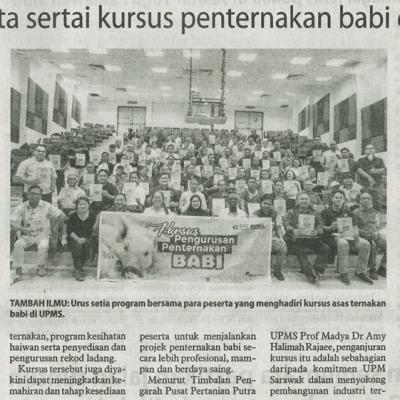 23 Oktober 2025 Utusan Borneo Pg.8 172 Peserta Sertai Kursus Penternakan Babi Di Upms