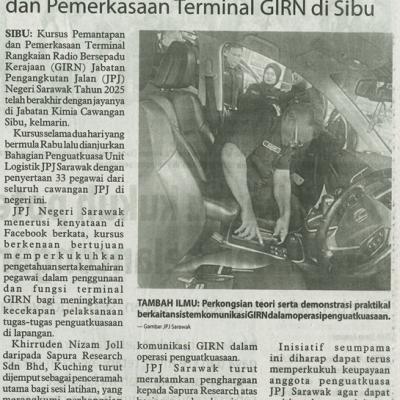25 Oktober 2025 Utusan Borneo Pg.5 Jpj Sarawak Anjur Kursus Pemantapan Dan Pemerkasaan Terminal Girn Di Sibu