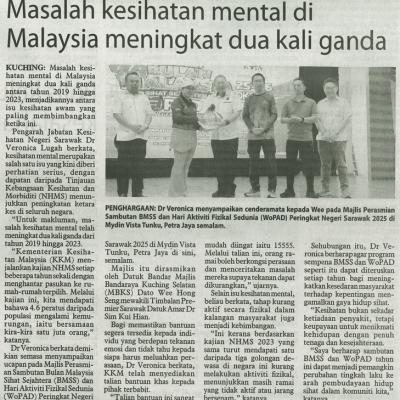27 Oktober 2025 Utusan Borneo Pg.5 Masalah Kesihatan Mental Di Malaysia Meningkat Dua Kali Ganda