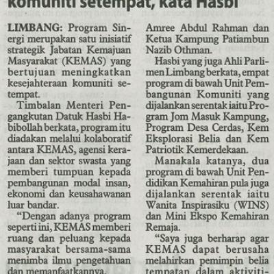 5 Oktober 2025 Utusan Borneo Pg.3 Program Sinergi Inisiatif Strategik Kemas Tingkat Kesejahteraan Komuniti Setempat Kata Hasbi
