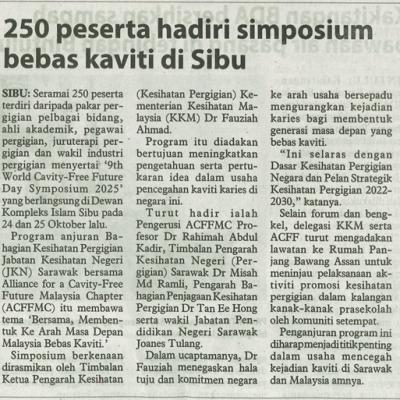 1 November 2025 Utusan Borneo Pg.5 250 Peserta Hadiri Simposium Bebas Kaviti Di Sibu