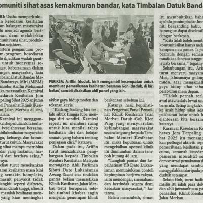 9 November 2025 Utusan Borneo Pg.6 Komuniti Sihat Asas Kemakmuran Bandar Kata Timbalan Datuk Bandar