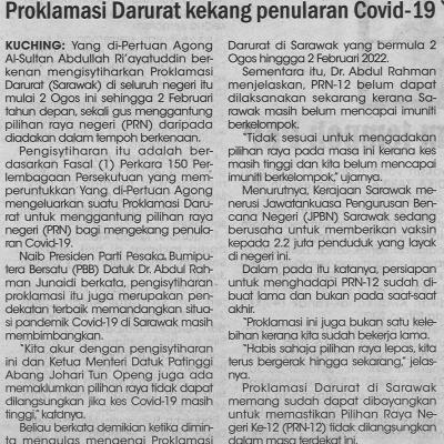 1.8.2021utusan Sarawak Pg.5 Proklamasi Darurat Kekang Penularan Covid 19