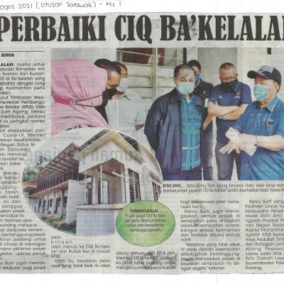 11.08.2021 Utusan Sarawak Pg.1 Perbaiki Ciq Bakelalan