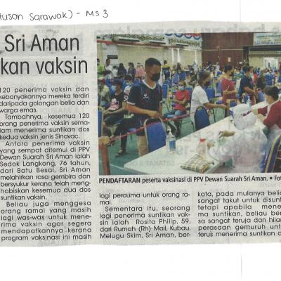 11.08.2021 Utusan Sarawak Pg.3 836 Kes Baharu Covid 19