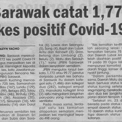 23.8.2021 Utusan Sarawak Pg.4 Sarawak Catat 1772 Kes Positif Covid 19