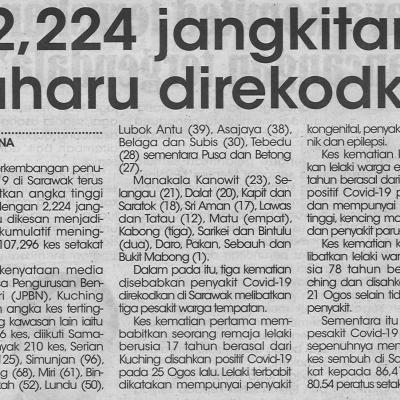 28.8.2021 Utusan Sarawak Pg.4 2224 Jangkitan Baharu Direkodkan