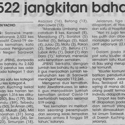 30.8.2021 Utusan Sarawak Pg.4 2522 Jangkitan Baharu