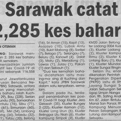 1.9.2021 Utusan Sarawak Pg.4 Sarawak Catat 2285 Kes Baharu