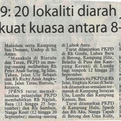 12.9.2021 Utusan Borneo Ms 1 Covid 19 20 Lokaliti Diarah Jalani Pkp Berkuat Kuasa Antara 8 25 Sept