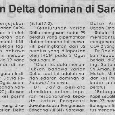 14.9.2021 Utusan Sarawak Pg.4 Varian Delta Dominan Di Sarawak