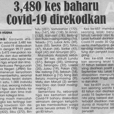 18.9.2021 Utusan Sarawak Ms 4 3480 Kes Baharu Covid 19 Direkodkan