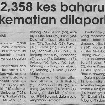 29.9.2021 Utusan Sarawak Pg.4 2358 Kes Baharu 16 Kematian Dilaporkan