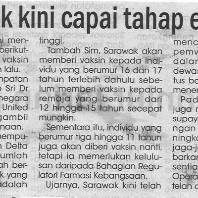 3.9.2021 Utusan Sarawak Ms.4 Sarawak Kini Capai Tahap Endemik