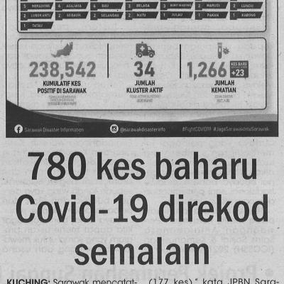 28.10.2021 Utusan Sarawak Pg.4 780 Kes Baharu Covid 19 Direkod Semalam