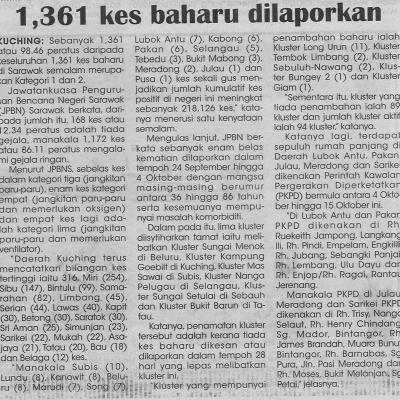 6.10.2021 Utusan Sarawak Pg.4 1361 Kes Baharu Dilaporkan