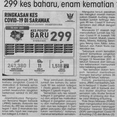 15.11.2021 Utusan Sarawak Pg.5 299 Kes Baharu Enam Kematian