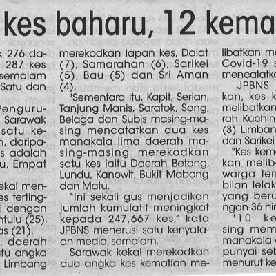 16.11.2021 Utusan Sarawak Pg.5 287 Kes Baharu 12 Kematian