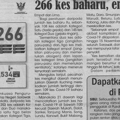 17.11.2021 Utusan Sarawak Pg.4 266 Kes Baharu Empat Kematian