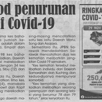 30.11.2021 Utusan Sarawak Pg.4 Sarawak Rekod Penurunan Kes Positif Covid 19