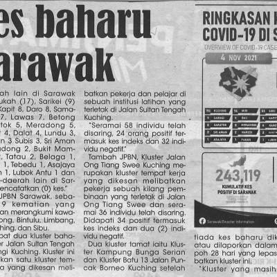 5.11.2021 Utusan Sarawak Pg.6 527 Kes Baharu Di Sarawak