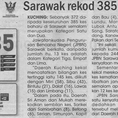 9.11.2021 Utusan Sarawak Pg.4 Sarawak Rekod 385 Kes Positif Covid 19