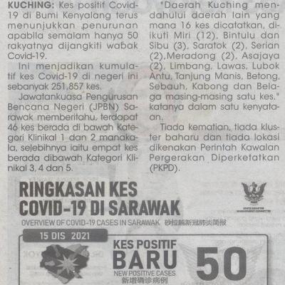 16.12.2021 Utusan Sarawak Pg.4 Sarawak Catat 50 Kes Baharu