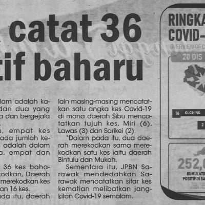 21.12.2021 Utusan Sarawak Pg.4 Sarawak Catat 36 Kes Positif Baharu