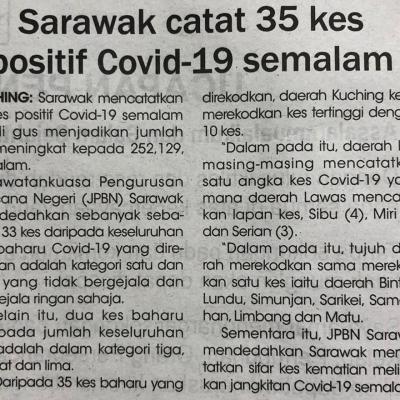 24.12.2021 Utusan Sarawak Pg.4 Sarawak Catat 35 Kes Positif Covid 19 Semalam