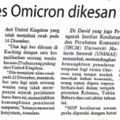 25.12.2021 Utusan Borneo Pg.8 Empat Kes Omicron Dikesan Di Sarawak