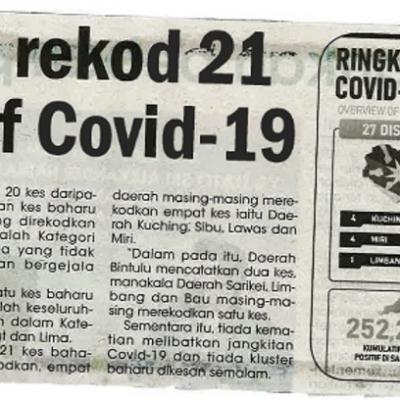 28.12.2021 Utusan Sarawak Pg.4 Sarawak Rekod 21 Kes Positif Covid 19