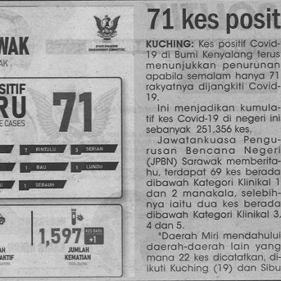 8.12.2021 Utusan Sarawak Pg.4 71 Kes Positif Dicatatkan