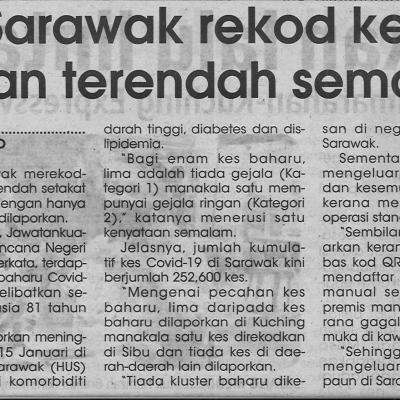 17.1.2022 Utusan Sarawak Pg.4 Sarawak Rekod Kes Harian Terendah Semalam