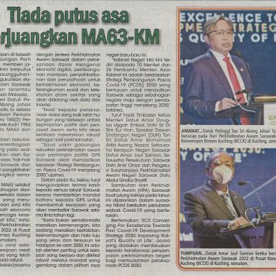 26.1.2022 Utusan Sarawak Pg.3 Tiada Putus Asa Perjuangan Ma63 Km