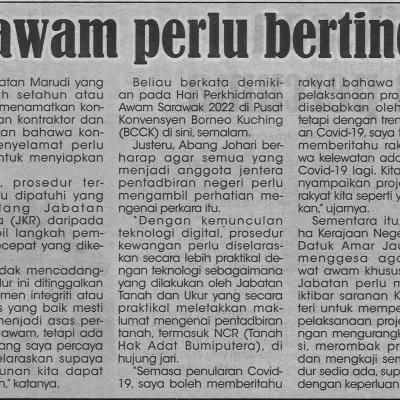 26.1.2022 Utusan Sarawak Pg.5 Penjawat Awam Perlu Bertindak Pantas