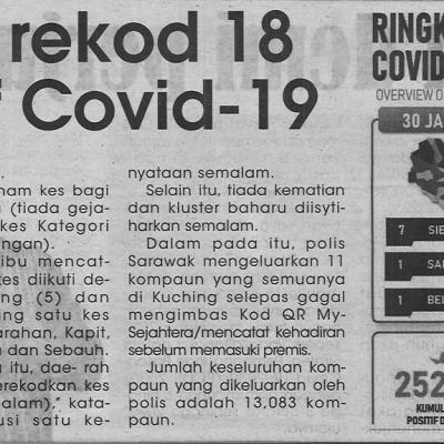 31.1.2022 Utusan Sarawak Pg.4 Sarawak Rekod 18 Kes Positif Covid 19