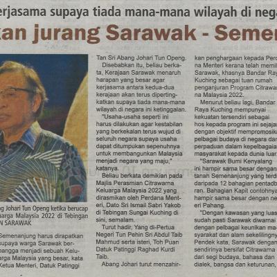 27.2.2022 Utusan Sarawak Pg.3 Rapatkan Jurang Sarawak Semenanjung