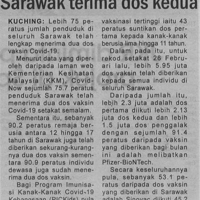 28.2.2022 Utusan Sarawak Pg.4 75 Peratus Penduduk Sarawak Terima Dos Kedua