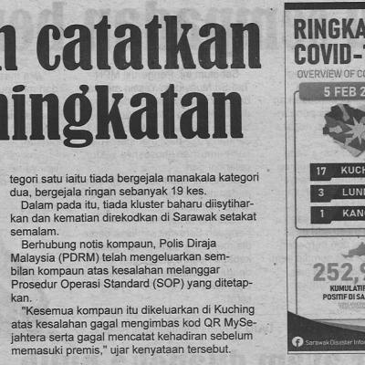 6.2.2022 Utusan Sarawak Pg.4 Kes Harian Catatkan Trend Peningkatan