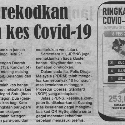 7.2.2022 Utusan Sarawak Pg.4 Sarawak Rekodkan Peningkatan Kes Covid 19