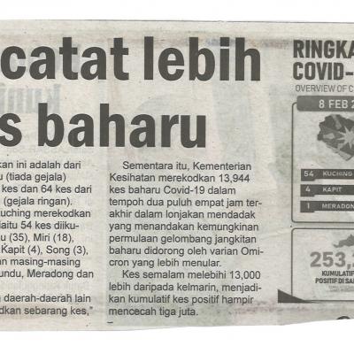 9.2.2022 Utusan Sarawak Pg.4 Sarawak Catat Lebih 100 Kes Baharu